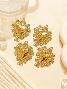 1pc/Pack 304 Stainless Steel Hollow Floral Edged Exaggerated Big Heart Shaped Accessory, Fashion Versatile DIY Jewelry Material - Lace Heart Accessories - View 7