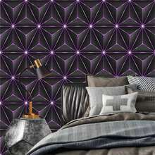 1卷3D发光壁纸，现代科技风格，易于粘贴和撕除，防水自粘可移除接触纸，适用于客厅、卧室墙面装饰、办公室、咖啡厅、家居和宿舍装饰。 - 紫色 - 查看 9
