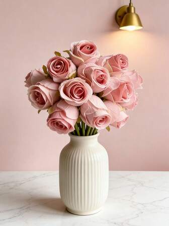 6/12pcs Artificial Flower ArranSynthetic Gemstoneent, Rose Bouquet For Home Decoration, Wedding, Parties, And Birthdays DIY Centerpieces Home Table Decor