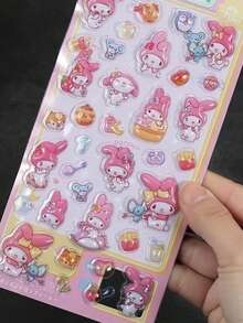 Embossed Sticker, Waterproof Cute Girl Cartoon Decor Stickers For Handbag, Water Bottle, Suitcase, Versatile Desktop Stickers (Some Styles May Have Color Variations, Randomly Sent)