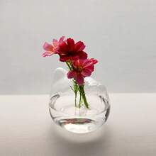 1pc Cartoon Cat Glass Vase, Japanese Style Green Plant Hydroponic Bottle, Mini Desktop Flower Planter - Multicolor - View 2