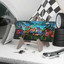 CPStained Glass Cat Vanity Plate: Colorful Aluminum Car Tag - 1 - 查看 4