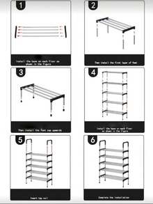 Organizador de zapateros de 6/7/8/9Niveles,Rack de Acero lnoxidable  Organizador de Zapatos Simple y Facil de Montar - Multicolor - Ver 6