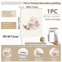 1 pieza Lienzo de arte de pared - Decoración de guardería para niñas, tema adorable de conejo, póster de conejo rosa suave - Arte de pared enmarcado perfecto para la decoración de la habitación de los niños, decoración de la sala de juegos, decoración de la habitación de los niños, decoración de la guardería, decoración de la sala de juegos, decoración de la guardería de niñas, decoración de la habitación de niñas, decoración de la habitación de niños, decoración de la habitación de niños - Multicolor - Ver 25
