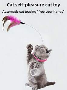 随机款式逗猫棒，带项圈和羽毛铃铛 - 互动式自娱猫咪项链玩具套装 - 趣味猫咪玩耍配件，适合小猫运动和缓解无聊 - 粉色 - 查看 9