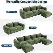 Deep Cushioned Comfort | Mid-Century Modern Chenille Loveseat Sofa - 2-Seater Soft Cloud Couch With Thick Cushion, High Resilience Sponge, Boneless Design For Small Spaces, Living Room, Apartment  Love Seat Sofa,75.2 Inch Chenille Fabric Cloud Couch, 23.2" Deep Seat Boneless Couch For Small Spaces, Apartment, Office - 墨綠色 - 查看 4