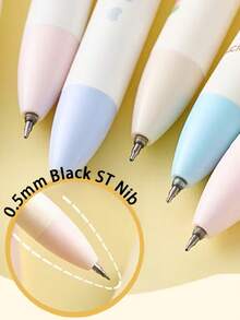 2支装创意温馨小屋造型中性笔，可爱兔子造型，旋转式设计，0.5毫米黑色细尖，适合学校、办公室、家庭使用，学生奖励，礼品，趣味减压速干签名笔 - 彩色 - 查看 6