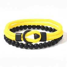 2pcs Men's Bracelet Set, Black Stone Elegant Men's Bracelet, Beaded Bracelet Strap With Powerful And Graceful Vibe, Suitable For Daily Stacking And Gift, Great For Friends - Two-piece Set Of Stones + Custom-made Buckle Bracelet - View 18