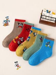 Disney 10双装儿童袜子，可爱米奇一家图案，加厚保暖，适合秋冬季节，女童中筒袜，男童卡通袜，透气婴儿/学生袜，地板袜 - 彩色 - 查看 14