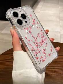 Flower 1pc Transparent TPU Anti-Fall Protective Case Compatible With IPhone 17 Air, 17 Pro Max, 11, 15 Pro Max, 14 Pro Max - Clear - View 4