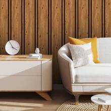 Adhesive Wallpaper With Rustic Wood Ribbed Pattern, Natural Oak, Thick Strips - Multicolored 5 - View 5