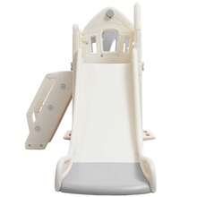 Children's Slide Set With Swing, 5 In 1 Children's Slide, Slide, Climbing Frame, Storage Space, Swing, Basketball Hoop, Swing Slide For Indoor Use - Grey - View 6