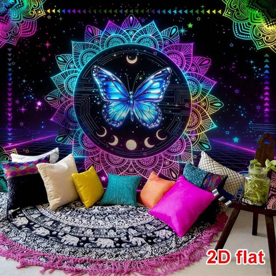 1 buc tapiserie cu imprimeu de fluturi, tapiserie decorativă de perete pătrată modernă din poliester, potrivită pentru camera de zi și dormitor - Multicolor - Vizualizare 1