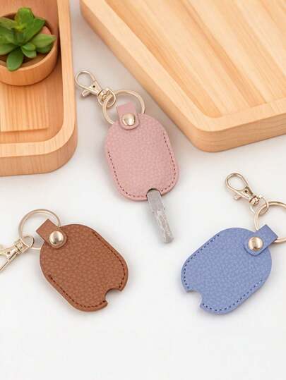 1pc CaseKey CoverKey Pouch – Litchi Texture Oval-Shaped Key Protector With Edge Paint Detail Anti-Wear & Anti-Lost Design, Fashionable Car Key & Door Lock Key Head Protector Men's & Unisex Key RingKey Chain, Perfect Gift For Wedding, Bridal Shower, Birthday, BarBat, Tailgating, Christmas, Halloween, Easter, Thanksgiving, Valentine's Day, Father's Day, Mother's Day & Graduation Season,Women's Day,Travel Essentials,Wedding Favours,Y2k,Bedroom,Car Accessories Women,Kitchen Decor,Beach,Summer,Vacation,Holiday,Travel Essential,Going Out Tops,Household Items
