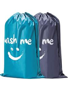 1pc/2pcs "Wash Me" Travel Laundry Bag, Dirty Clothes Storage Bag, Large Capacity Fits 4 Loads, Easy To Put In Laundry Basket - Multicolor - View 6