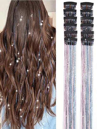 12pcs/Set Shiny Laser Tassel Hair Chain - Bridal Bridesmaid Headpiece, Suitable For Party, Vacation, Gathering, Valentine's Day Date, Holiday, Photo Shoot, Dance Performance, Wedding Decoration [Valentine's Day And Mother's Day Gift] Hair Jewelry Headpiece Hair Vine, Best Friend Gift, Hair Accessories