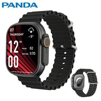 PANDA AI 智能手表兼容 Android IOS（接听/拨打电话）2.2 英寸高清屏幕智能手表内置健身追踪器手表带蓝牙通话，IP68 防水，心率/睡眠监测器多种运动模式，适合男士女士（Ultra 4）