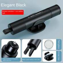 Martillo de  para coche 2 en 1, rompecristales de emergencia, corte del cinturón de , herramienta de rescate de acero de tungsteno de alta dureza, accesorios para automóviles V2O6 - Aleación-Negro - Ver 10