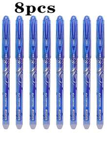 5/8/12pcs Blue Erasable Pens - Erasable Pens, Erasable Pens With Erasers, Friction Pens With Erasers At The End, Erasable Gel Pens, Writing Pens For Children And Adults. - Blue - View 11