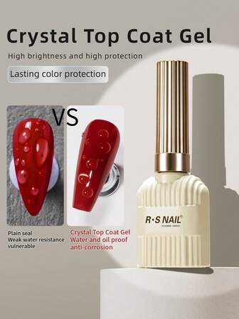 RS NAIL 10g Crystal Top Coat No-File Base Gel Soak Off UV Gel High Gloss Shiny Long Lasting Clear Top Gel Nail Art Design Manicure Gifts For Women