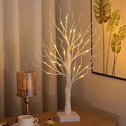 1pc/2pcs Birch Tree Lamp, Charming Tree Branch Lights,Flexible Adjustable Tree Branches,3AA&USB Powered, Perfect For Indoor Bedroom Decor,Outdoor Activities, Party Decor, Table Decoration,Valentine Day,Christmas & Halloween Decorations