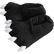 Unisex Paw Claw Slippers Funny Animal Plush Costume Shoes Plush Fuzzy Warm Home House Shoes Slipper Indoor - 小號 + 黑色 - 查看 1