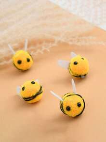 10个/25个/30个可爱毛绒蜜蜂玩具，背包配件，手工DIY毛绒玩具，花园盆栽装饰，万圣节装饰，圣诞节装饰，蘑菇，毛绒蜜蜂