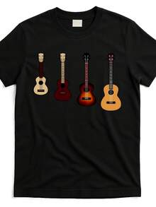 Camiseta ukulele quad - Negro - Ver 1