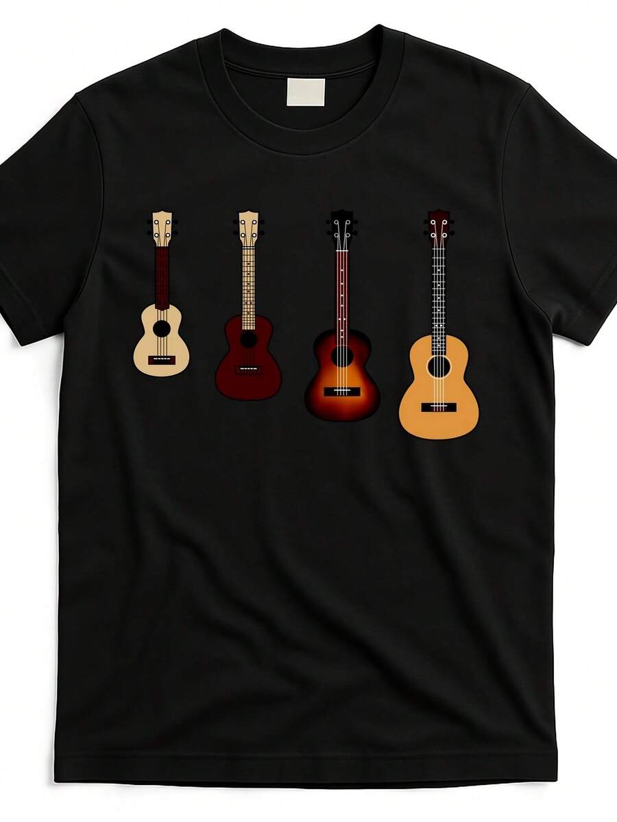 Camiseta ukulele quad - Negro - Ver 1