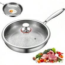 Frying PanTitanium Hammered Pan Pro with Lid Titanium Pans for Cooking Non Stick titanium Frying Pan Cookware 12in - Negro - Ver 1