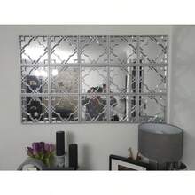 Set Of 3 Silver Moroccan Tile Mirrors Moroccan Wall Art Hanging Mirrors Square - Silver - View 6