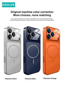 Koolife 1 件 17 二合一防摔手机壳，磁性无线充电，全摄像头保护，镜头膜，厚防摔，原装手机手感，兼容 17 Pro Max/ 17/ 17 Pro/ 17 Air - 鈦藍色 - 查看 6