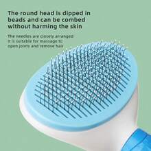 New Cat Round Head Massage Grooming Brush, One-Click Cleaning De-Shedding Comb, Pet Floating Hair Remover For Cats And Dogs - Multicolor - View 6