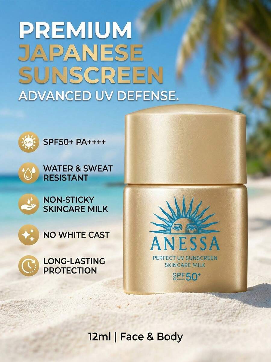 Shiseido Anessa Perfect UV Sunscreen Skincare Milk SPF50+ 12ml Ukuran Mini - 12mL - View 1