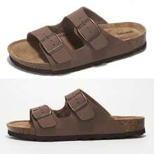 Sandals For Women Slide On Design Adjustable Strap Cork Comfort Footwear - Dark Brown - View 1