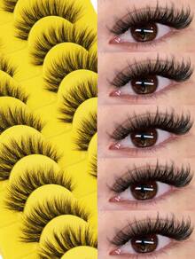 10 Pairs Of Natural-Style Mink False Eyelashes, Soft And Delicate Lashes That Are Curled And Flexible. Suitable For Daily Wear And Parties, These Lashes Create A Natural Look, Are Soft And Fluffy, And Can Be Reused. Perfect For Everyday Outings, Dates, Parties, And Festivals. - 自然纖長款 - 查看 2