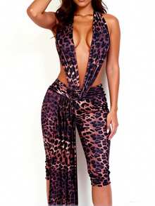 Club Outfits For Women Stretchy Halter Deep V Neck Sleeveless Lingerie Bodycon Jumpsuit Y2K One Piece Club Party Romper - Nhiều màu - Xem 4