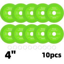 3片/6片/10片装 4英寸玻璃切割片，多功能超薄锯片，适用于切割瓶子、陶瓷、玉石、瓷砖和板材 - 綠色 - 查看 3