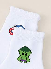 1/5 Pack Marvel Cartoon Cute Pattern Children's Socks, Ruffle Socks, Bubble Ruffle Socks. Boys' Socks, Girls' Socks, Toddler Socks, Suitable For Daily Wear, Party Gifts, Easter Gifts, Spring/Summer Gifts. Suitable For All Seasons, Soft & Comfortable, Non-Slip Crew Socks. Children's Fashion Accessories. - Multicolor - View 6