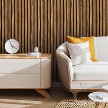 Adhesive Wallpaper With Rustic Oak Wood Ribbed Pattern, Thin Strips - Multicolor - View 5