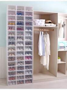 Transparent PP Shoe Organizer Box, Dustproof, Stackable, With A Minimalist Design. - 彩色 - 查看 6