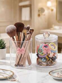 1/2 hộp đựng tăm bông trong suốt bằng acrylic, hộp đựng tăm bông, hộp đựng bông tẩy trang và tăm bông, hộp đựng đồ dùng phòng tắm có nắp nhựa, giá đựng mỹ phẩm trang điểm, dùng để đựng bông tẩy trang, tăm bông, bông tẩy trang, tăm xỉa răng, kẹp tóc và dây buộc tóc, thiết kế nhỏ gọn chống bụi, thích hợp làm quà tặng nhỏ cho gia đình, bạn bè, ngày Valentine, dùng trong túi trang điểm, đồ dùng cần thiết khi đi du lịch. - Trong suốt (nơ) - Xem 11