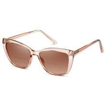 1pcs Ladies' Bifocal Reading Sunglasses, Oversized Cat Eyes, Fashionable Sun Shading Reading Glasses Integrated With Spring Hinged Glasses - 太陽雙光 - 查看 16