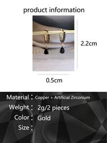 Pendientes largos zirconia cúbica - Negro - Ver 7