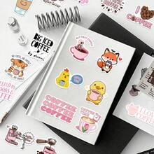 50pcs Funny Coffee Stickers Cute Pink Aesthetic Stickers Pack Kawaii Coffee Ins Decoration Stickers Cartoon Coffee Cup Stickers Vinyl Waterproof Stickers For Journaling Computer Scrapbook Luggage Water Bottle Phone - Pink - View 2