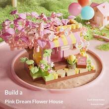 Micro Particle Flower Shop Street Scene Building Blocks Children's Educational Toy Garden Decor Birthday Gift Educational Cute Cartoon DIY Fun - Multicolor - View 4