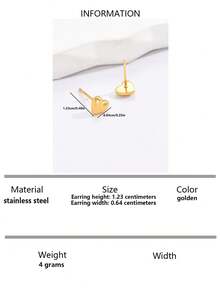 2pcs Heart Stud Earrings - Yellow Gold - View 10