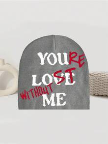 情人节情侣帽，时尚“你爱我”字母设计，秋冬户外骑行帽，保暖针织帽，Y2K街头风，秋冬美学 - YOU LOVE ME - 查看 12