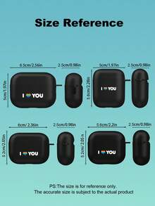 1个“我爱你”心形彩虹2D印花图案时尚百搭个性化耳机保护套，创意神秘风格，适合作为礼物送给女朋友、闺蜜、妻子、爱人、阿姨、老板、姐妹、情侣、同学、老师，生日/节日礼物，黑色哑光柔软全方位保护防尘防水保护套，适用于 2/3/4/Pro/Pro2/Pro3 - 黑色 - 查看 6