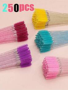 250/50pcs1disposable Crystal Sparkling Eyelash Brushes, Double-Sided Shadow Brushes, Eyelash Extension Brushes, Eyebrow Makeup Brushes, - Multicolor - View 2